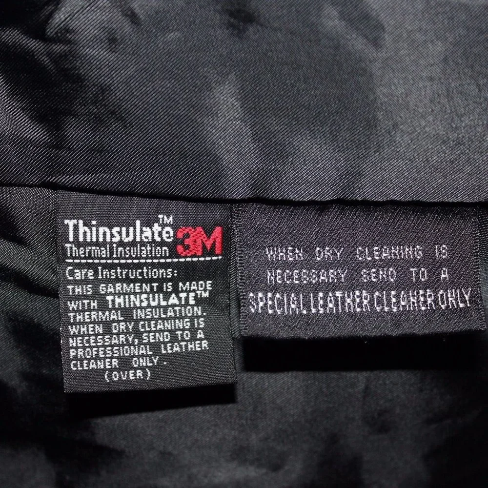 Wilson's Thinsulate 3M XL Insulated 3 Button Snap Black 100% Leather Jacket Coat - Picture 10 of 11